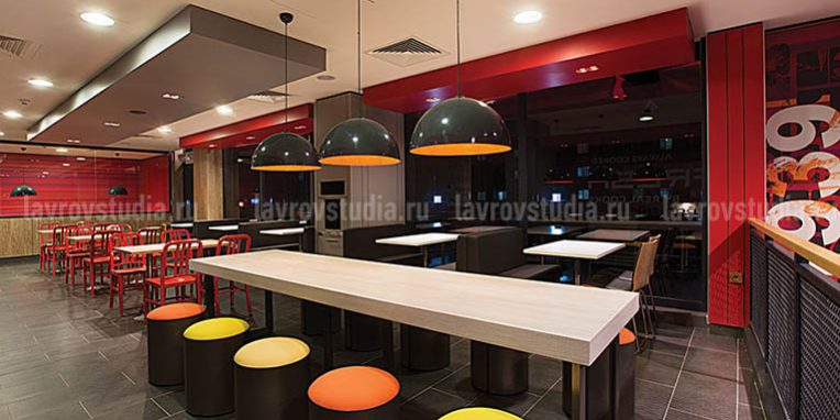 Дизайн интерьера фаст фуд