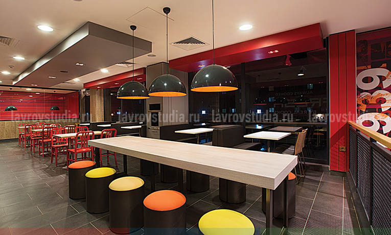 Дизайн интерьера фаст фуд